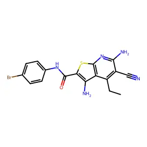 3,6-diamino-N-(4-bromophenyl)-5-cyano-4-ethylthieno[2,3-b]pyridine-2-carboxamide structure