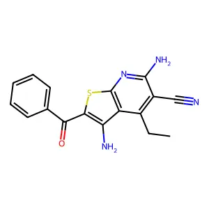 3,6-Diamino-2-benzoyl-4-ethylthieno[2,3-b]pyridine-5-carbonitrile structure