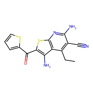 3,6-Diamino-4-ethyl-2-(thiophene-2-carbonyl)thieno[2,3-b]pyridine-5-carbonitrile structure