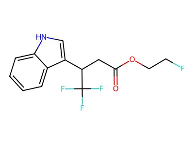 2-fluoroethyl 4,4,4-trifluoro-3-(1H-indol-3-yl)butanoate structure