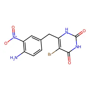 6-[(4-amino-3-nitrophenyl)methyl]-5-bromo-1H-pyrimidine-2,4-dione structure