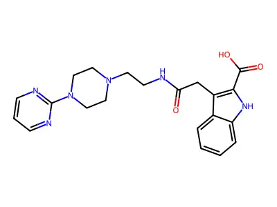 1H-Indole-2-carboxylic acid, 3-(2-oxo-2-((2-(4-(2-pyrimidinyl)-1-piperazinyl)ethyl)amino)ethyl)- structure