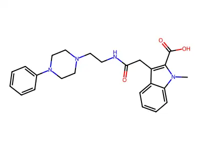 1H-Indole-2-carboxylic acid, 1-methyl-3-(2-oxo-2-((2-(4-phenyl-1-piperazinyl)ethyl)amino)ethyl)- structure