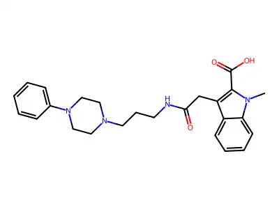 1H-Indole-2-carboxylic acid, 1-methyl-3-(2-oxo-2-((3-(4-phenyl-1-piperazinyl)propyl)amino)ethyl)- structure