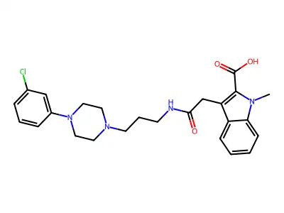 1H-Indole-2-carboxylic acid, 3-(2-((3-(4-(3-chlorophenyl)-1-piperazinyl)propyl)amino)-2-oxoethyl)-1-methyl- structure