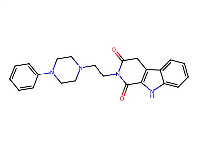 1H-Pyrido(3,4-b)indole-1,3(2H)-dione, 4,9-dihydro-2-(2-(4-phenyl-1-piperazinyl)ethyl)- structure