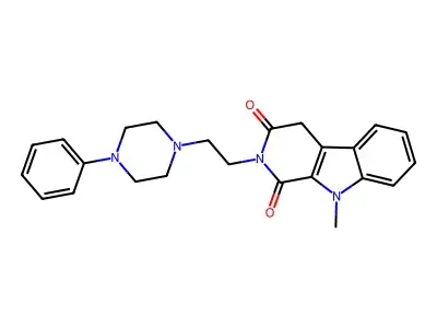 1H-Pyrido(3,4-b)indole-1,3(2H)-dione, 4,9-dihydro-9-methyl-2-(2-(4-phenyl-1-piperazinyl)ethyl)- structure