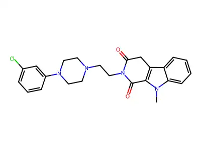1H-Pyrido(3,4-b)indole-1,3(2H)-dione, 4,9-dihydro-2-(2-(4-(3-chlorophenyl)-1-piperazinyl)ethyl)-9-methyl- structure