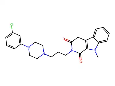 1H-Pyrido(3,4-b)indole-1,3(2H)-dione, 4,9-dihydro-2-(3-(4-(3-chlorophenyl)-1-piperazinyl)propyl)-9-methyl- structure