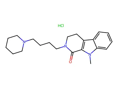 1H-Pyrido(3,4-b)indol-1-one, 2,3,4,9-tetrahydro-9-methyl-2-(4-(1-piperidinyl)butyl)-, monohydrochloride structure