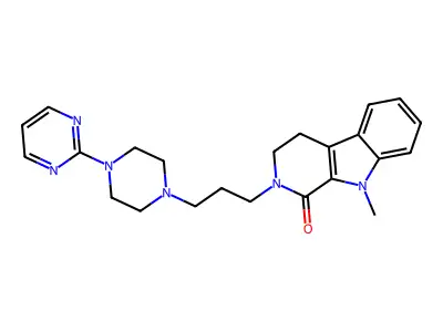 1H-Pyrido(3,4-b)indol-1-one, 2,3,4,9-tetrahydro-9-methyl-2-(3-(4-(2-pyrimidinyl)-1-piperazinyl)propyl)- structure