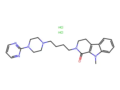 1H-Pyrido(3,4-b)indol-1-one, 2,3,4,9-tetrahydro-9-methyl-2-(4-(4-(2-pyrimidinyl)-1-piperazinyl)butyl)-, dihydrochloride structure