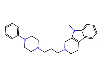 1H-Pyrido(3,4-b)indole, 2,3,4,9-tetrahydro-9-methyl-2-(3-(4-phenyl-1-piperazinyl)propyl)- structure