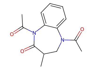 1,5-diacetyl-3-methyl-1,3,4,5-tetrahydro-2H-1,5-benzodiazepin-2-one structure