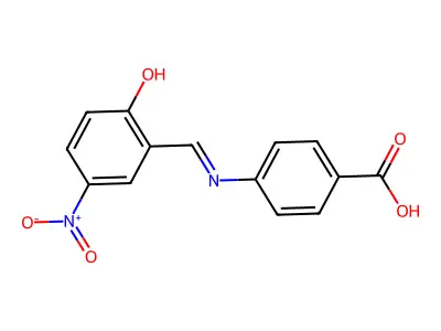 Benzoic acid, 4-[[(2-hydroxy-5-nitrophenyl)methylene]amino]- structure