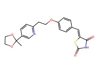 5-[4-[2-[5-(2-METHYL-1,3-DIOXOLAN-2-YL)-2-PYRIDYL]ETHOXY]BENZYLIDENE]-2,4-THIAZOLIDINEDIONE structure