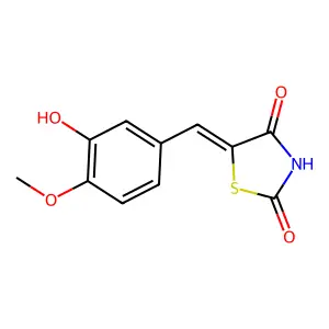 (5E)-5-[(3-hydroxy-4-methoxyphenyl)methylidene]-1,3-thiazolidine-2,4-dione structure