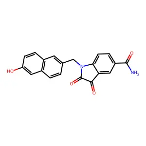 1-[(6-Hydroxy-2-naphthyl)methyl]-2,3-dioxo-indoline-5-carboxamide structure