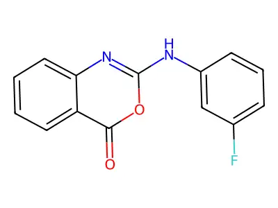 2-(3-fluoroanilino)-4H-3,1-benzoxazin-4-one structure