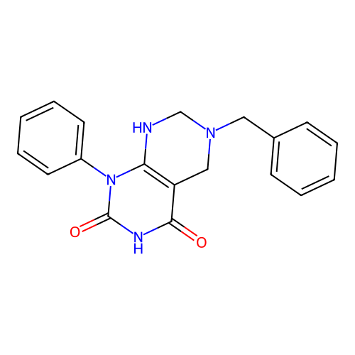 6-benzyl-2-hydroxy-1-phenyl-5,6,7,8-tetrahydropyrimido[4,5-d]pyrimidin-4(1H)-one structure