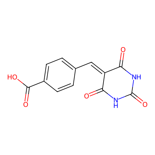 4-((2,4,6-trioxotetrahydropyrimidin-5(2H)-ylidene)methyl)benzoic acid structure