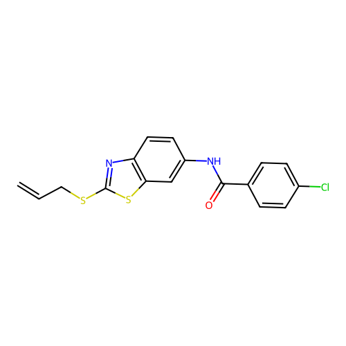 4-chloro-N-[2-(prop-2-en-1-ylsulfanyl)-1,3-benzothiazol-6-yl]benzamide structure
