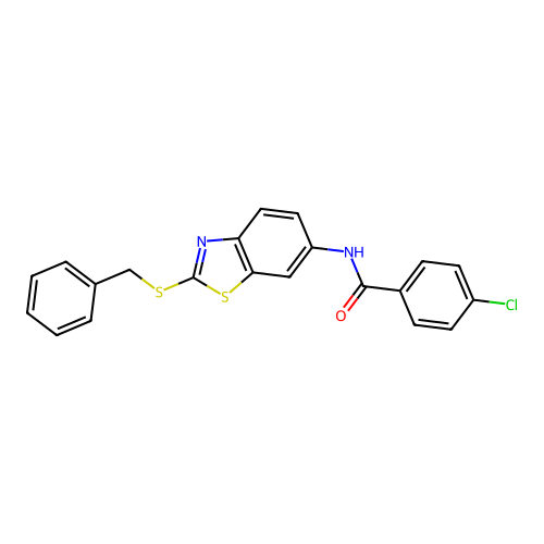 N-[2-(benzylsulfanyl)-1,3-benzothiazol-6-yl]-4-chlorobenzamide structure