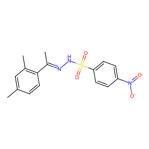 N-[(E)-1-(2,4-dimethylphenyl)ethylideneamino]-4-nitrobenzenesulfonamide structure