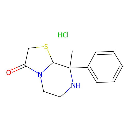 8-methyl-8-phenyltetrahydro-2H-thiazolo[3,2-a]pyrazin-3(5H)-one hydrochloride structure