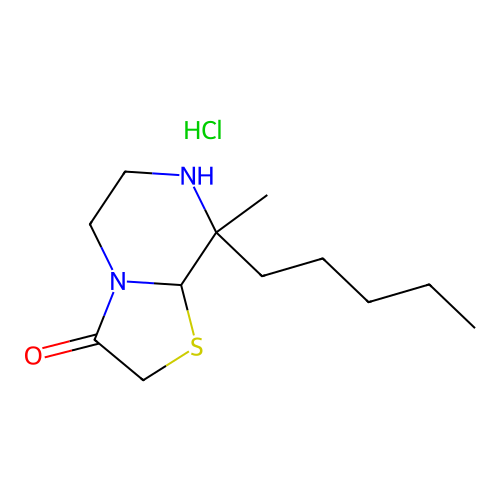 2-Methyl-2-pentyl-9-thia-3,6-diazabicyclo[4.3.0]nonan-7-one, chloride structure