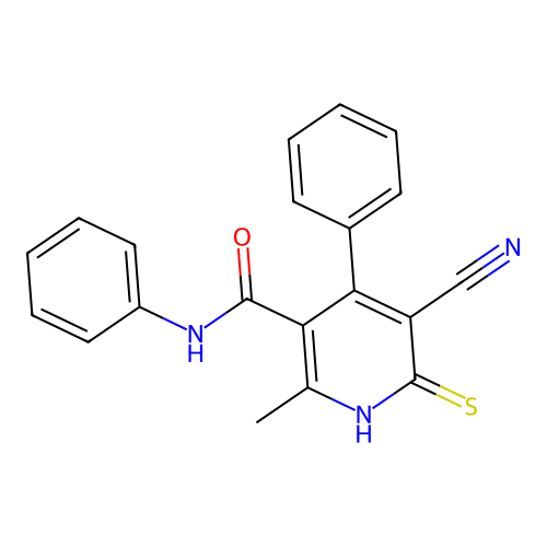 5-cyano-2-methyl-N,4-diphenyl-6-sulfanylidene-1H-pyridine-3-carboxamide structure