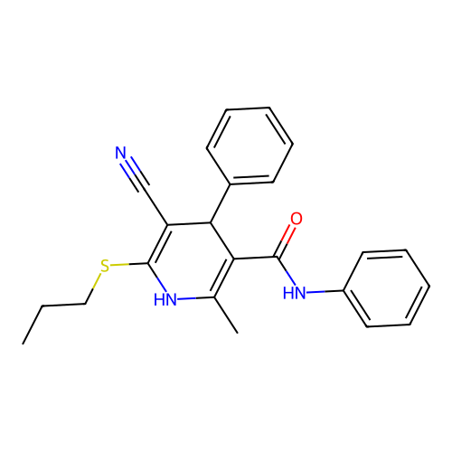 5-cyano-2-methyl-N,4-diphenyl-6-propylsulfanyl-1,4-dihydropyridine-3-carboxamide structure