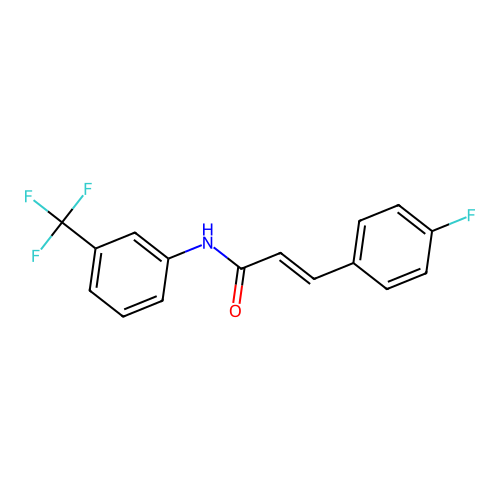(2E)-3-(4-fluorophenyl)-N-[3-(trifluoromethyl)phenyl]prop-2-enamide structure