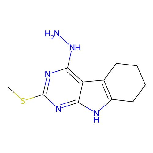 4-hydrazinyl-2-(methylsulfanyl)-6,7,8,9-tetrahydro-5H-pyrimido[4,5-b]indole structure