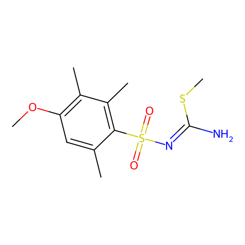 methyl N'-(4-methoxy-2,3,6-trimethylphenyl)sulfonylcarbamimidothioate structure