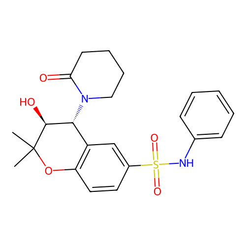 (3S,4R)-3-hydroxy-2,2-dimethyl-4-(2-oxopiperidin-1-yl)-N-phenylchromane-6-sulfonamide structure