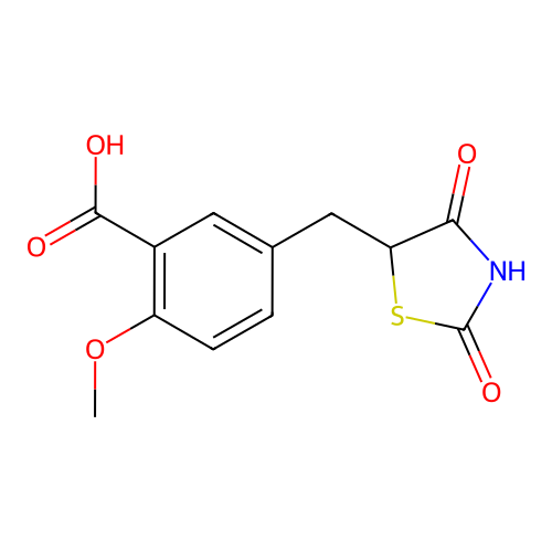 5-[(2,4-Dioxothiazolidin-5-yl)methyl]-2-methoxybenzoic acid structure