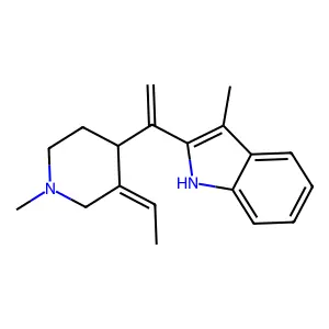 2-[1-(3-Ethylidene-1-methyl-4-piperidinyl)vinyl]-3-methyl-1H-indole structure