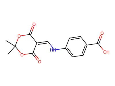 4-{[(2,2-Dimethyl-4,6-dioxo-1,3-dioxan-5-ylidene)methyl]amino}benzoic acid structure