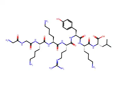 (2S)-2-[[(2S)-6-amino-2-[[(2S)-2-[[(2S)-2-[[(2S)-6-amino-2-[[(2S)-6-amino-2-[[2-[(2-aminoacetyl)amino]acetyl]amino]hexanoyl]amino]hexanoyl]amino]-5-(diaminomethylideneamino)pentanoyl]amino]-3-(4-hydroxyphenyl)propanoyl]amino]hexanoyl]amino]-4-methylpentan structure