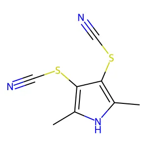 4-(cyanosulfanyl)-2,5-dimethyl-1H-pyrrol-3-yl thiocyanate structure