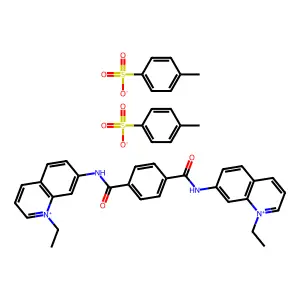 Quinolinium, 6,6'-(terephthaloyldiimino)bis(1-ethyl-, di-p-toluenesulfonate structure