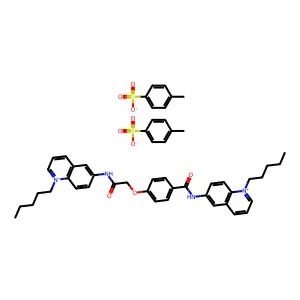 Quinolinium, 1-pentyl-6-(alpha-((1-pentylquinolinium-6-yl)carbamoyl)-p-anisamido)-, di-p-toluenesulfonate structure