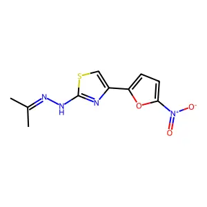 Acetone, (4-(5-nitro-2-furyl)thiazol-2-yl)hydrazone structure