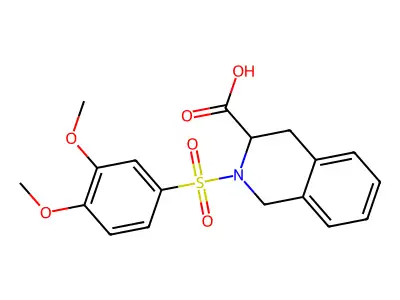 2-(3,4-dimethoxyphenyl)sulfonyl-3,4-dihydro-1H-isoquinoline-3-carboxylic acid structure