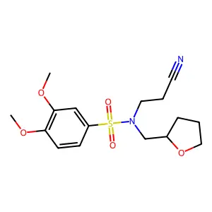 N-(2-cyanoethyl)-3,4-dimethoxy-N-(oxolan-2-ylmethyl)benzenesulfonamide structure