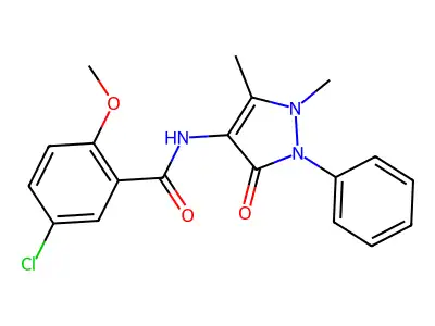 5-chloro-N-(1,5-dimethyl-3-oxo-2-phenyl-2,3-dihydro-1H-pyrazol-4-yl)-2-methoxybenzamide structure