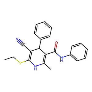 5-cyano-6-ethylsulfanyl-2-methyl-N,4-diphenyl-1,4-dihydropyridine-3-carboxamide structure