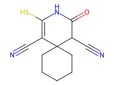 4-Oxo-2-sulfanyl-3-azaspiro[5.5]undec-1-ene-1,5-dicarbonitrile structure