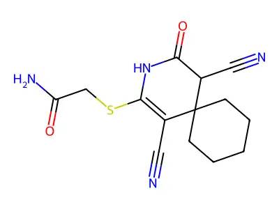 2-[(1,5-Dicyano-4-oxo-3-azaspiro[5.5]undec-1-en-2-yl)sulfanyl]acetamide structure